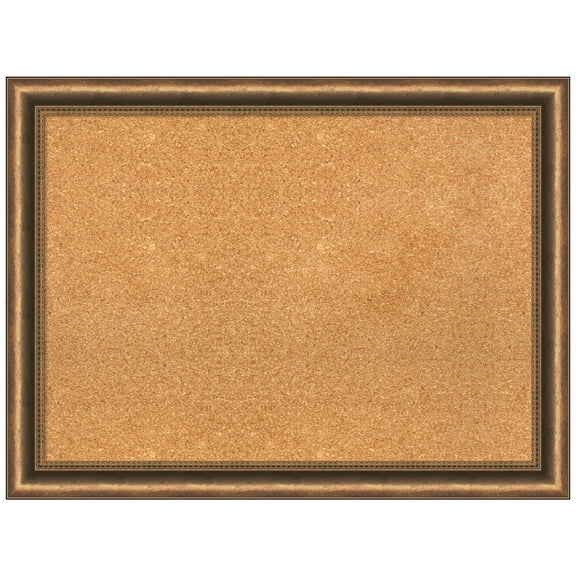 Amanti Art Natural Cork Board Wood Framed Manhattan Bronze Narrow Bulletin Board 32 in. x 24 in.