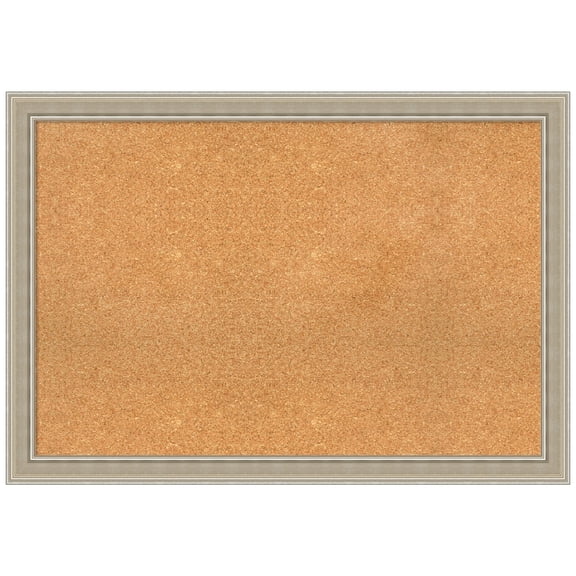 Amanti Art Natural Cork Board Wood Framed Mezzo Silver Bulletin Board 40 in. x 28 in.