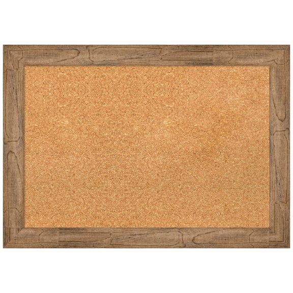 Amanti Art Natural Cork Board Wood Framed Owl Brown Narrow Bulletin Board 28 in. x 20 in.