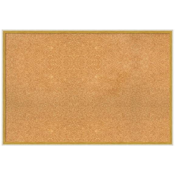 Amanti Art Natural Cork Board Wood Framed Paige White Gold Bulletin Board 37 in. x 25 in.