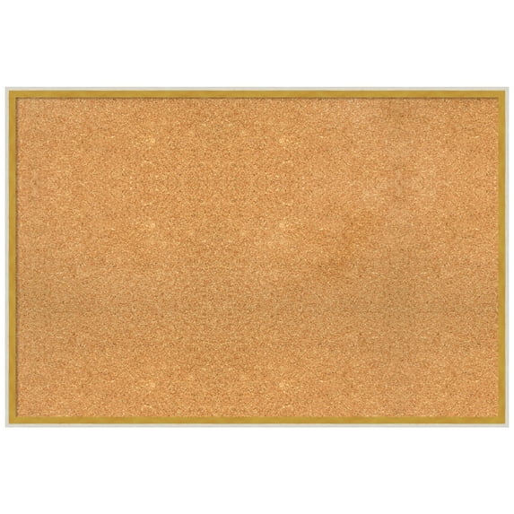 Amanti Art Natural Cork Board Wood Framed Paige White Gold Bulletin Board 37 in. x 25 in.