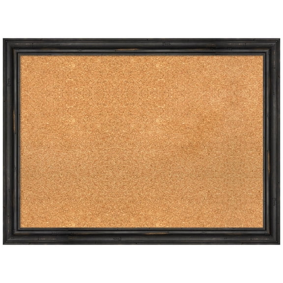 Amanti Art Natural Cork Board Wood Framed Rustic Pine Black Narrow Bulletin Board 31 in. x 23 in.