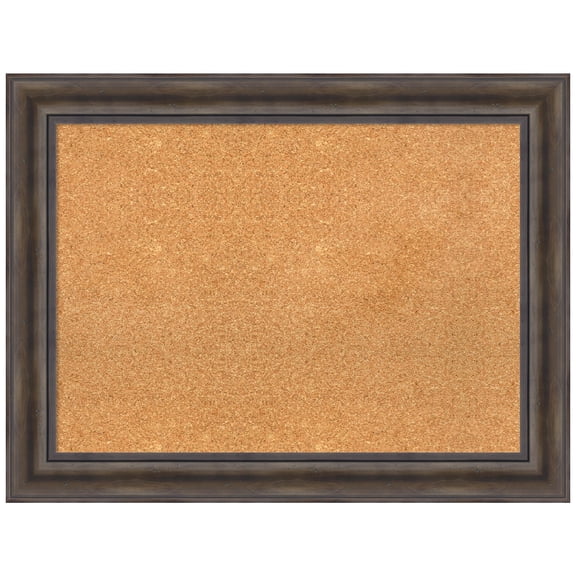 Amanti Art Natural Cork Board Wood Framed Rustic Pine Brown Bulletin Board 33 in. x 25 in.