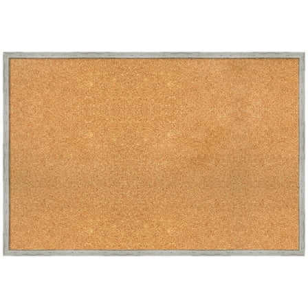 Amanti Art Natural Cork Board Wood Framed Shiplap White Narrow Bulletin Board 37 in. x 25 in.