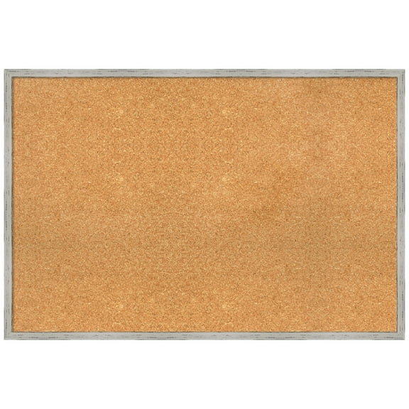 Amanti Art Natural Cork Board Wood Framed Shiplap White Narrow Bulletin Board 37 in. x 25 in.