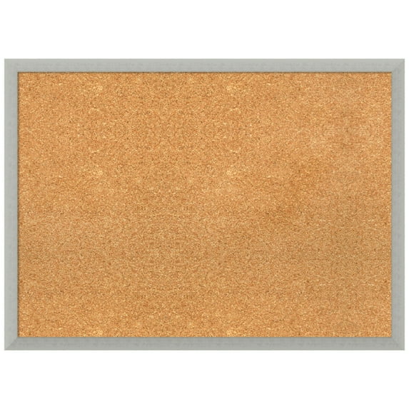 Amanti Art Natural Cork Board Wood Framed Silver Leaf Bulletin Board 30 in. x 22 in.