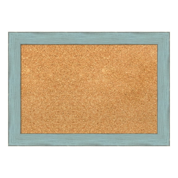 Amanti Art Natural Cork Board Wood Framed Sky Blue Rustic Bulletin Board 20 in. x 14 in.