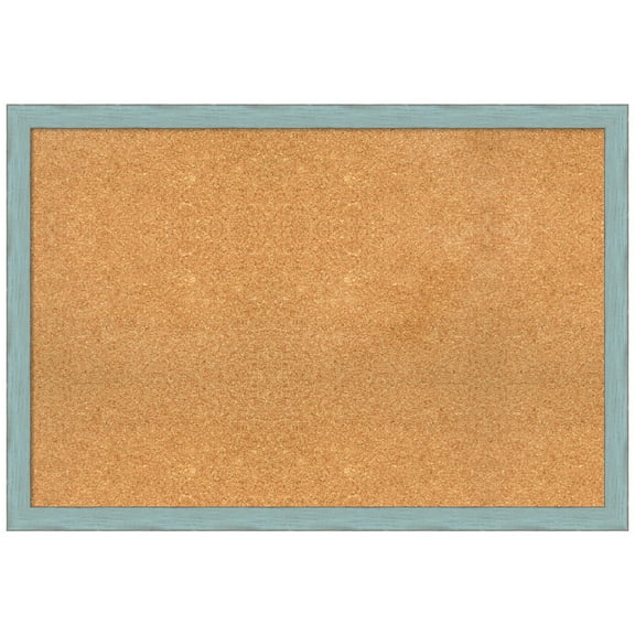 Amanti Art Natural Cork Board Wood Framed Sky Blue Rustic Bulletin Board 38 in. x 26 in.