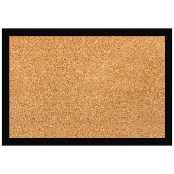 Amanti Art Natural Cork Board Wood Framed Svelte Noir Black Bulletin Board 19 in. x 13 in.