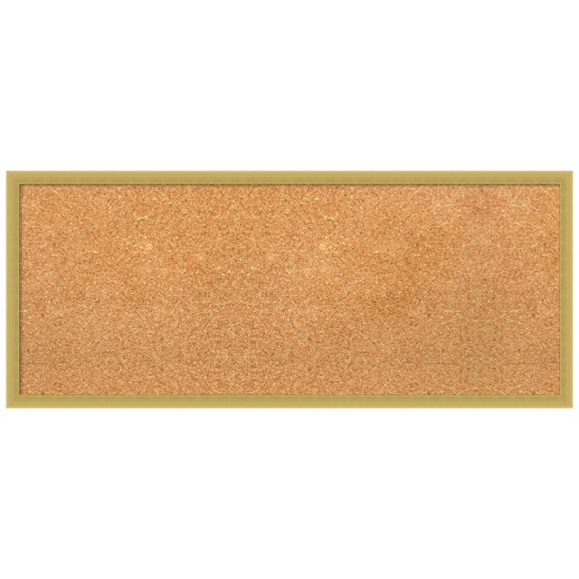 Amanti Art Natural Cork Board Wood Framed Svelte Polished Gold Bulletin Board 31 in. x 13 in.