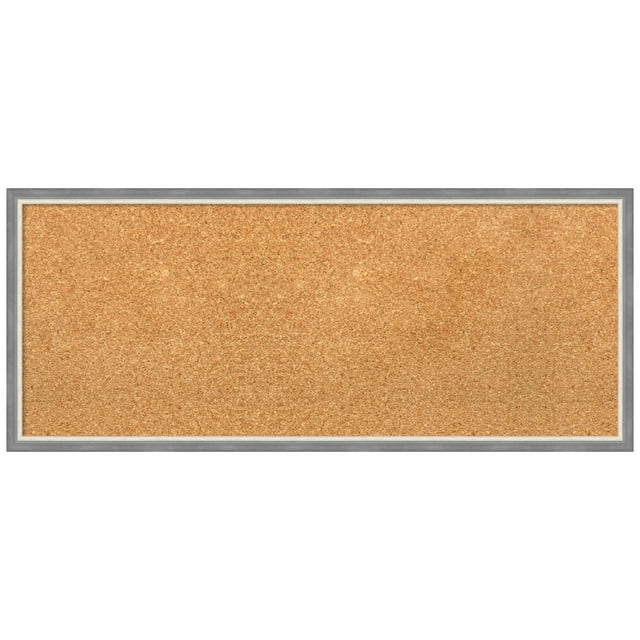 Amanti Art Natural Cork Board Wood Framed Theo Grey Narrow Bulletin Board 31 in. x 13 in.