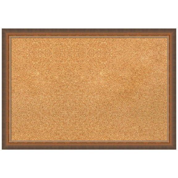 Amanti Art Natural Cork Board Wood Framed Two Tone Bronze Copper Bulletin Board 26 in. x 18 in.
