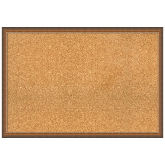 Amanti Art Natural Cork Board Wood Framed Two Tone Bronze Copper Bulletin Board 38 in. x 26 in.