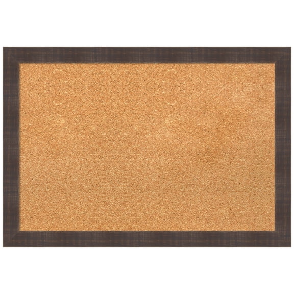 Amanti Art Natural Cork Board Wood Framed Whiskey Brown Rustic Bulletin Board 26 in. x 18 in.