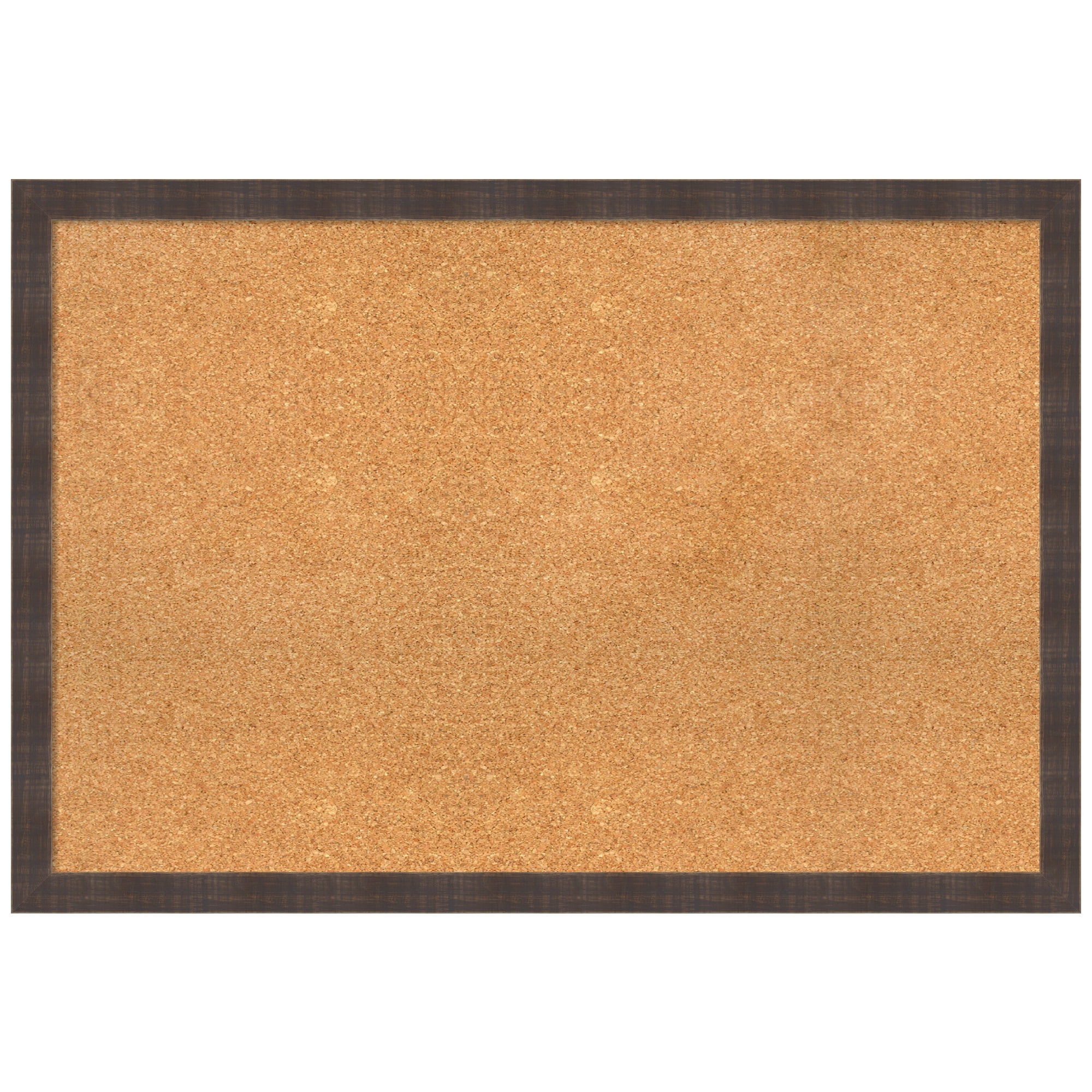 Amanti Art Natural Cork Board Wood Framed Whiskey Brown Rustic Bulletin Board 38 in. x 26 in.