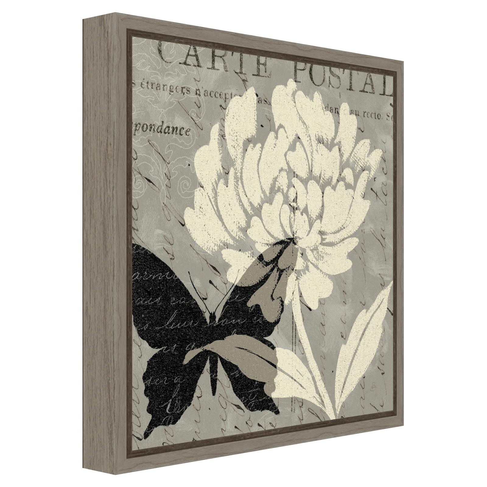 Amanti Art Natural Prints I (floral butterfly) by Daphne Brissonnet Canvas Wall Art Print Framed 16-in. x 16-in.