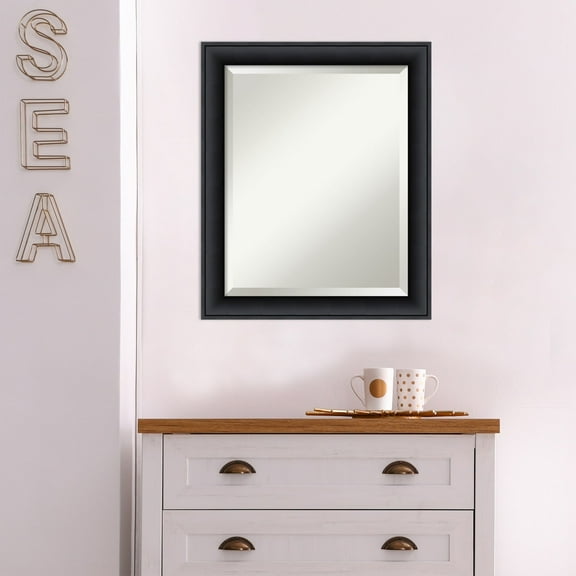 Amanti Art Nero Black Beveled Wood Wall Mirror 23.5 x 19.5 in.