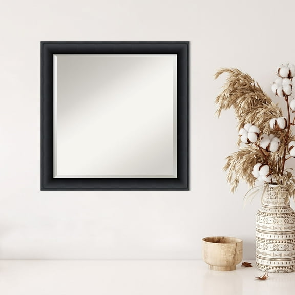 Amanti Art Nero Black Beveled Wood Wall Mirror 23.5 x 23.5 in.