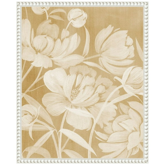 Amanti Art Neutral Peony Flowers I Framed Canvas Wall Art Print