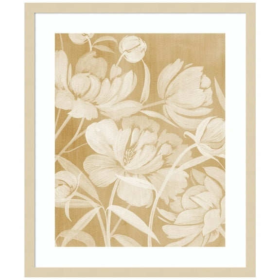 Amanti Art Neutral Peony Flowers I Wood Framed Wall Art Print
