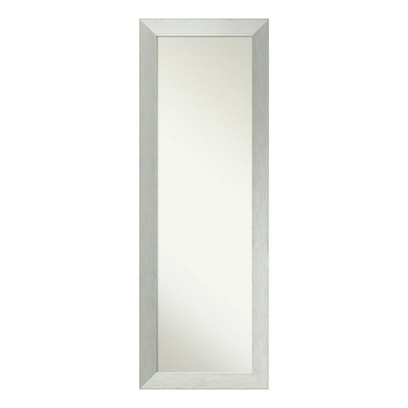 Amanti Art Non-Beveled Brushed Sterling Silver Wood Full Length On the Door Mirror