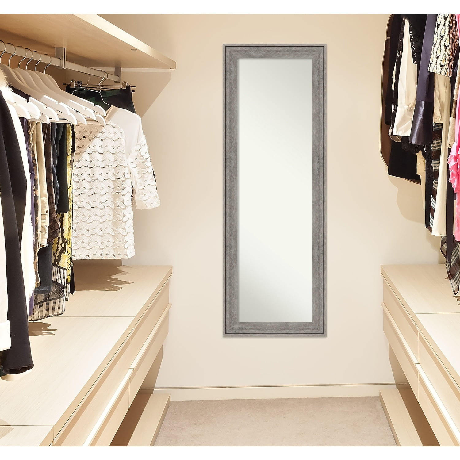 Regis Gray-Washed Distressed Wood Full Length Mirror