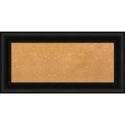 Amanti Art Non-Magnetic Cork Bulletin Board, 36" x 18", Natural, Parlor Black Plastic Frame
