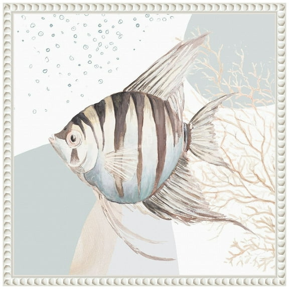 Amanti Art Ocean Oasis Bubbles Striped Fish Framed Canvas Wall Art Print