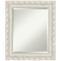 Amanti Art Opera Off White Beveled Wood Bathroom Wall Mirror