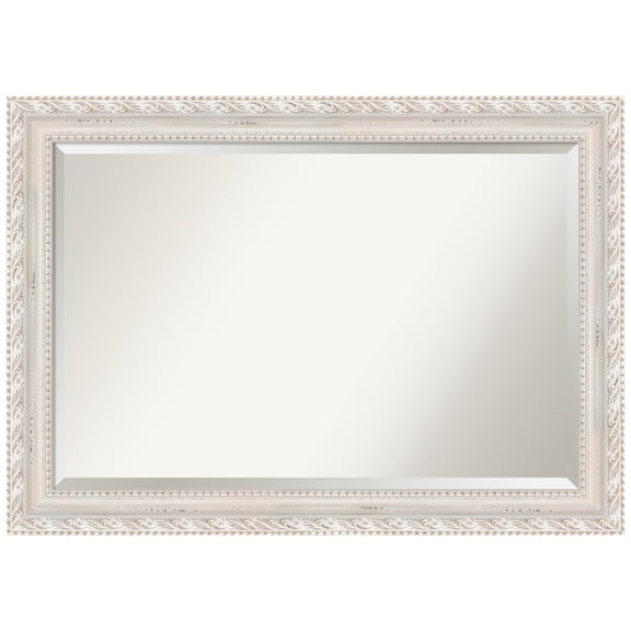 Amanti Art Opera Off White Beveled Wood Wall Mirror 29.5 x 41.5 in.