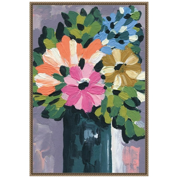 Amanti Art Painterly Florals in Vase I Framed Canvas Wall Art Print