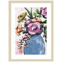 Amanti Art Painterly Florals in Vase II Wood Framed Wall Art Print