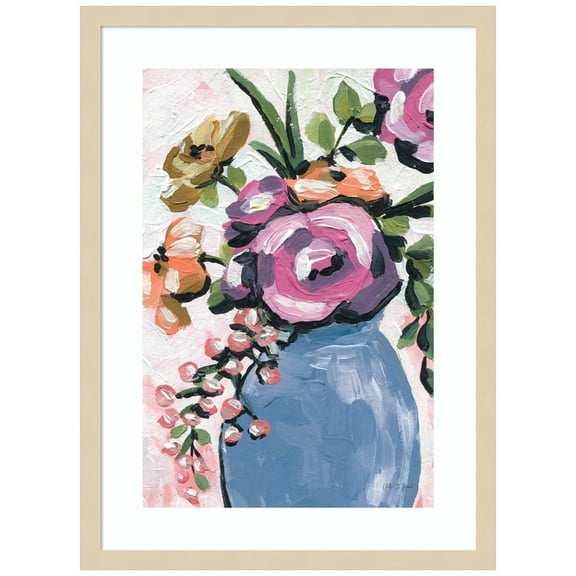 Amanti Art Painterly Florals in Vase II Wood Framed Wall Art Print
