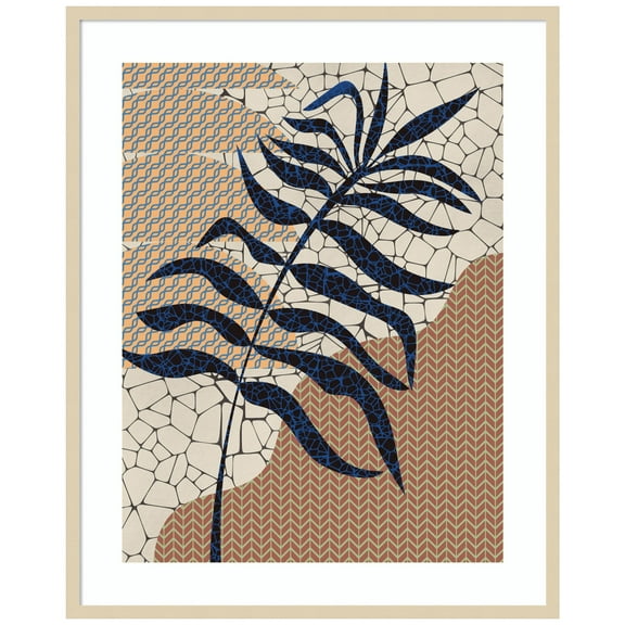 Amanti Art Palm Leaf Mosaic Design Wood Framed Wall Art Print