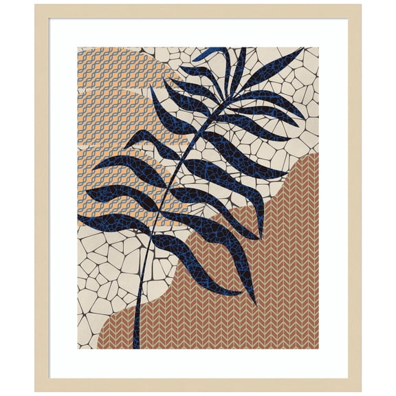Amanti Art Palm Leaf Mosaic Design Wood Framed Wall Art Print