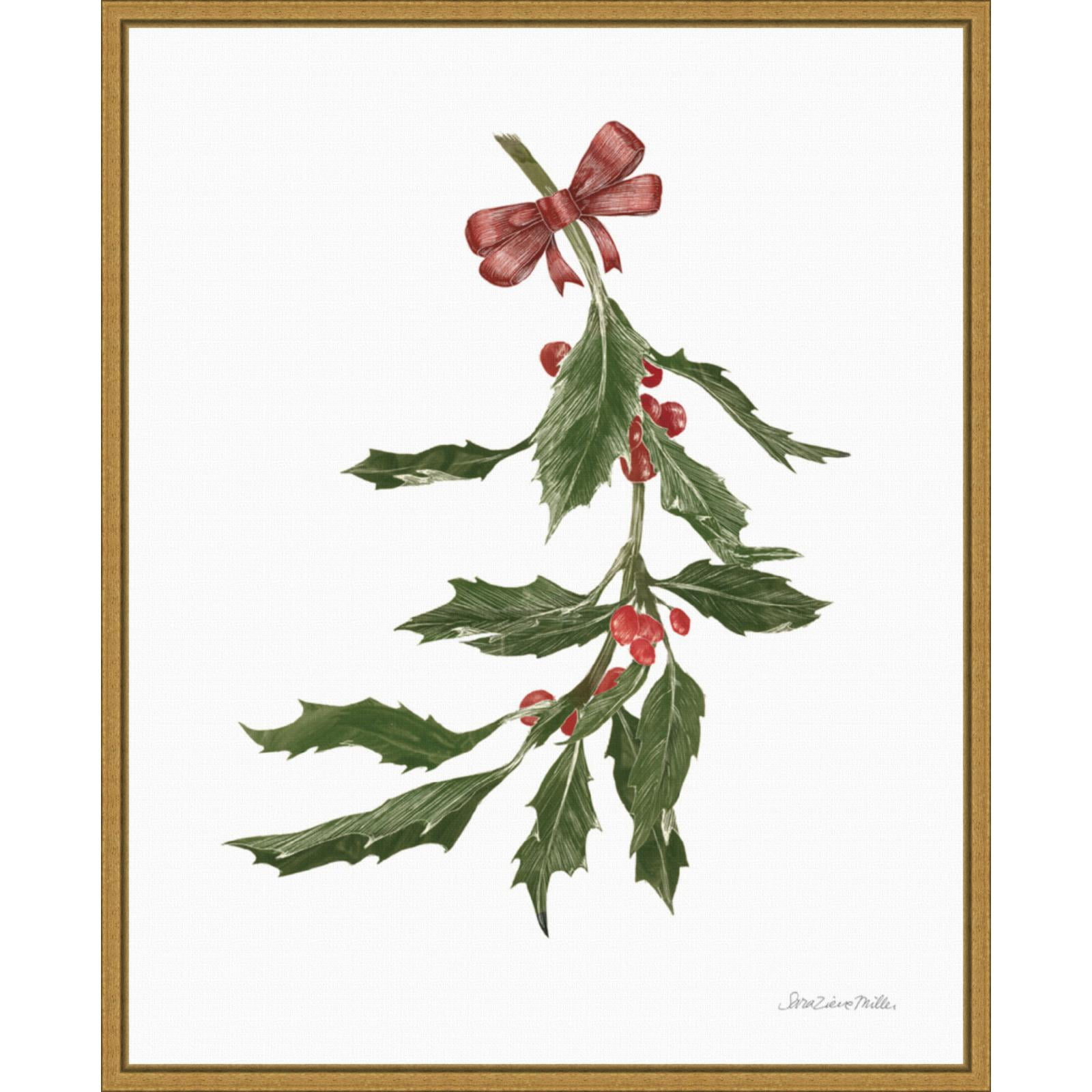 Peace and Joy Holly Framed Christmas Canvas Print