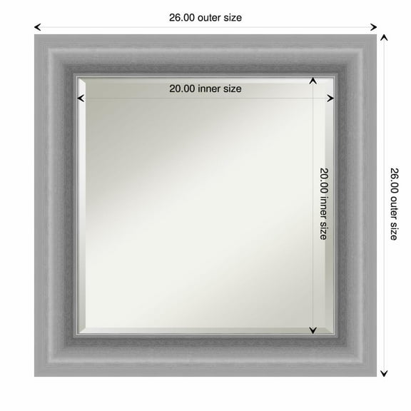 Amanti Art Peak Polished Nickel Beveled Wood Wall Mirror 26 x 26 in.