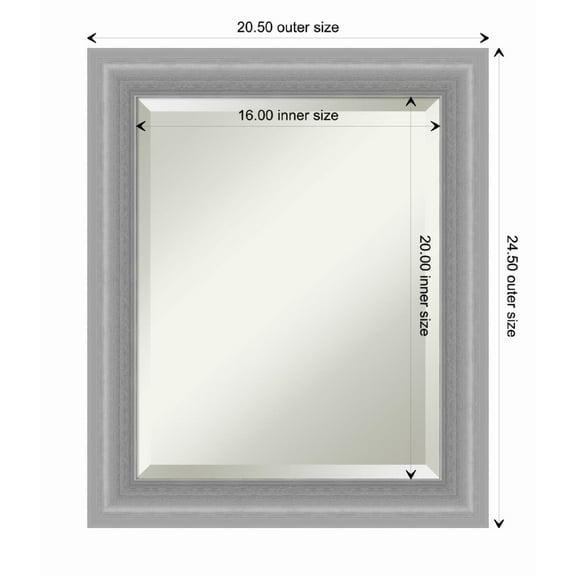 Amanti Art Peak Polished Nickel Framed Wall Mirror - 20.50 x 24.50 in