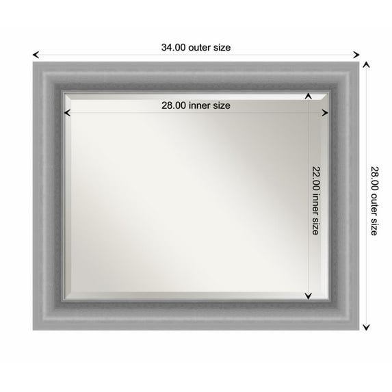 Amanti Art Peak Polished Silver Framed Wall Mirror - 22 x 26 in
