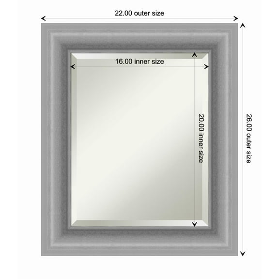 Amanti Art Peak Polished Silver Framed Wall Mirror - 22 x 26 in