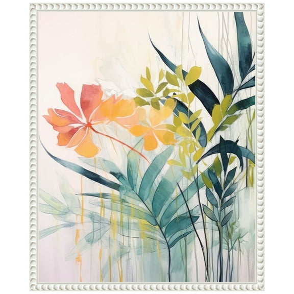 Amanti Art Pink and Yellow Floral Elegance II Framed Canvas Wall Art Print