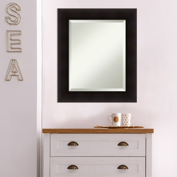 Amanti Art Portico Espresso Beveled Wood Wall Mirror 25.75 x 21.75 in.