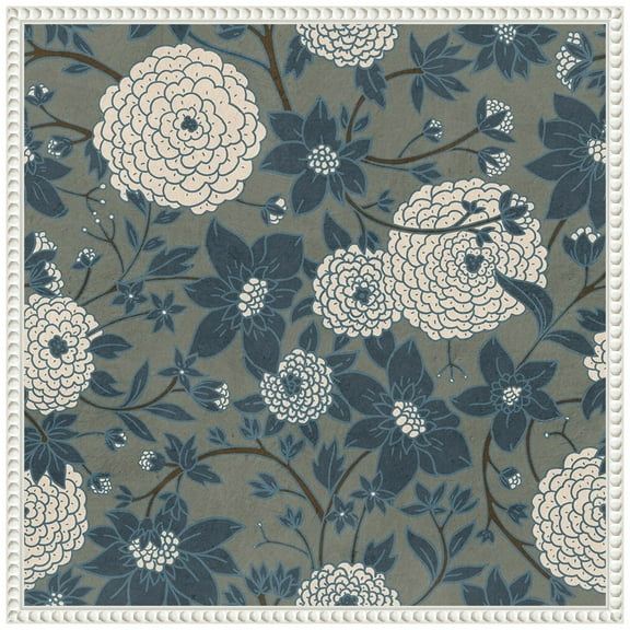 Amanti Art Puff Ball Vines Grey Framed Canvas Wall Art Print