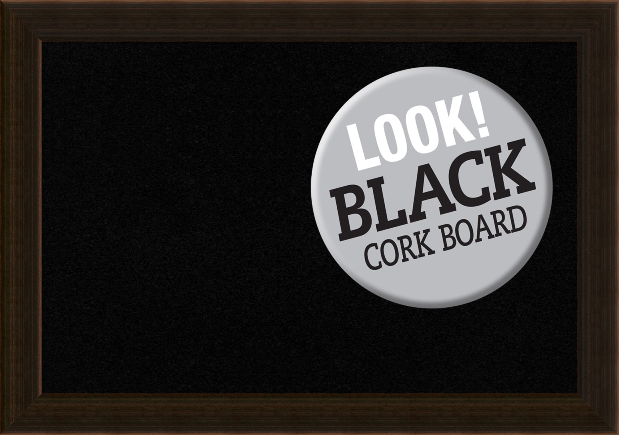 Espresso Brown Wood Framed Black Cork Bulletin Board 23" x 17"