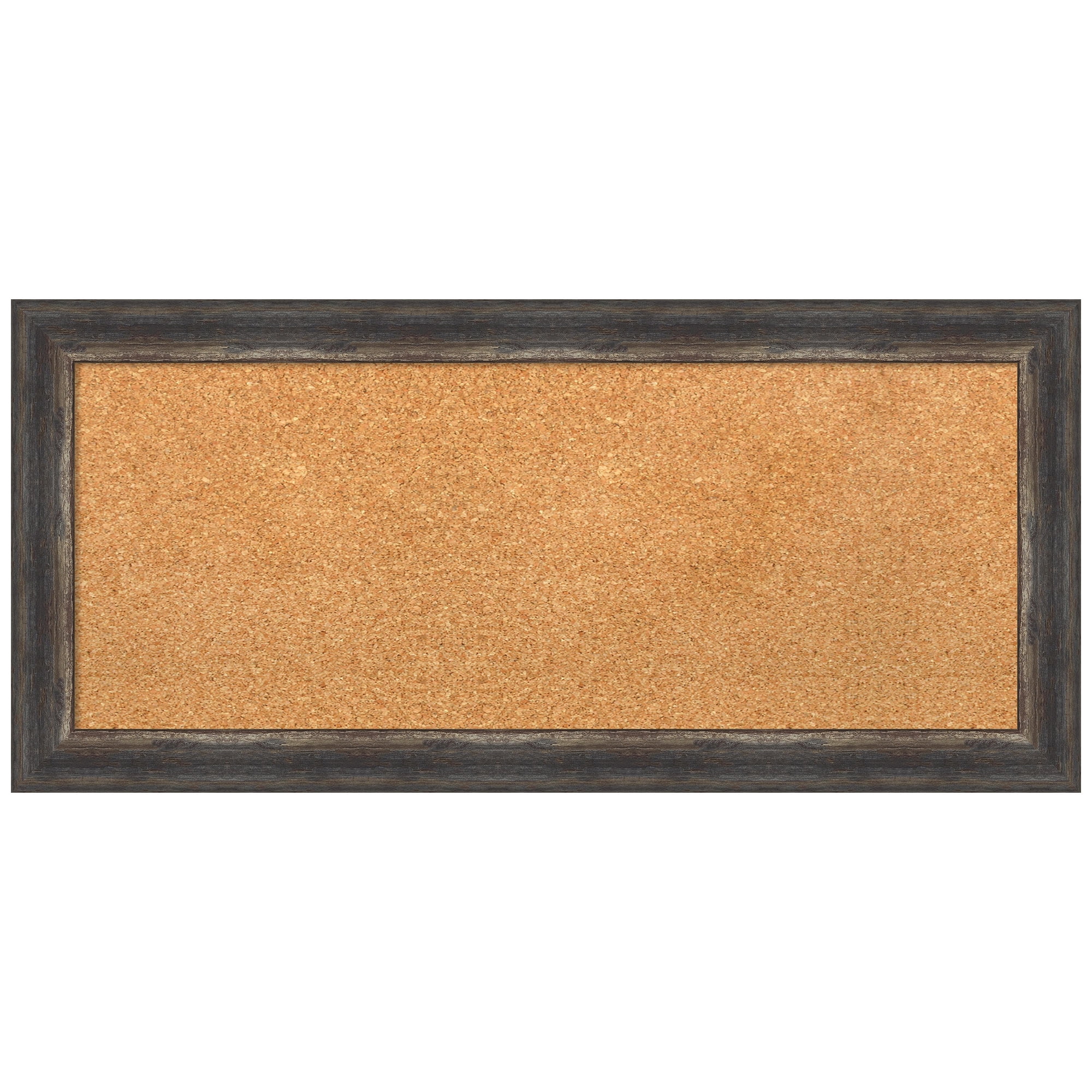 Natural Cork Board with Bark Rustic Char Narrow Frame, 36" x 18"