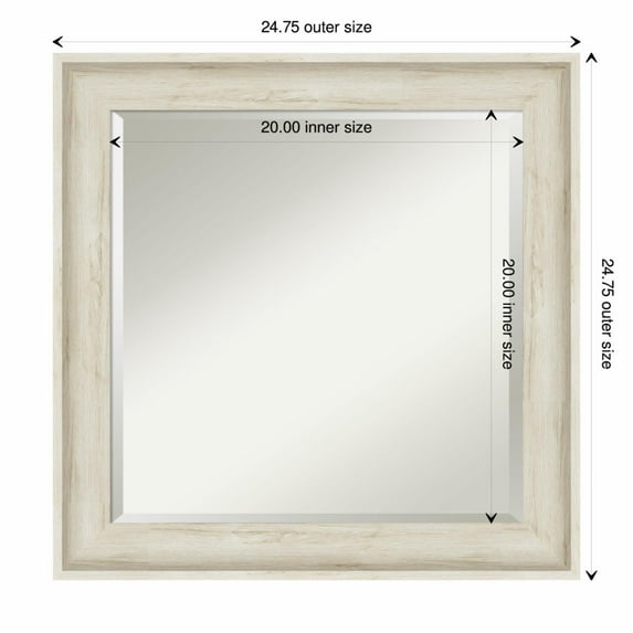 Amanti Art Regal Birch Cream Beveled Wood Wall Mirror 24.75 x 24.75 in.
