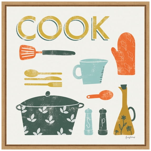 Amanti Art Retro Kitchen III Cook Framed Canvas Wall Art Print