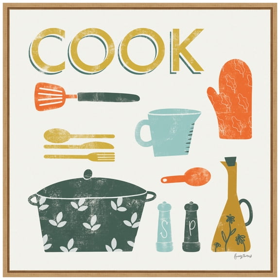 Amanti Art Retro Kitchen III Cook Framed Canvas Wall Art Print
