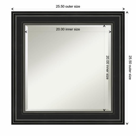 Amanti Art Ridge Black Framed Wall Mirror - 21.50 x 25.50 in