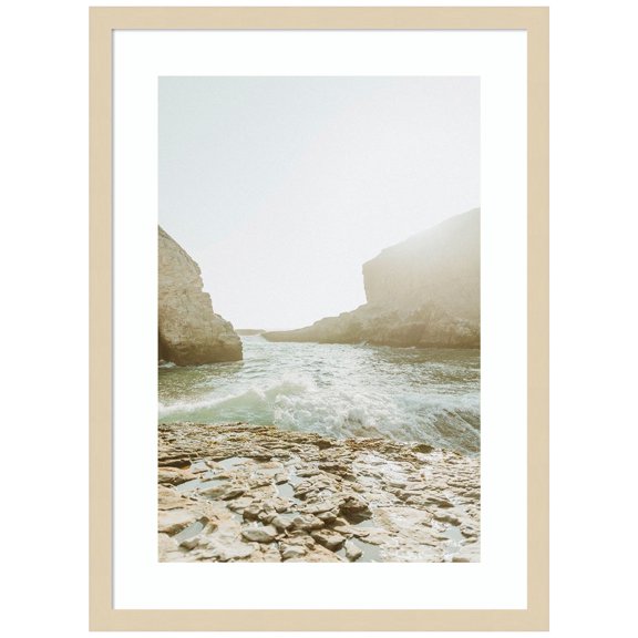 Amanti Art Rocky Beach Wood Framed Wall Art Print